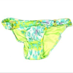 Y2K Victorias Secret Size XS Cheeky Bikini Bottoms Leopard Green Blue #3593